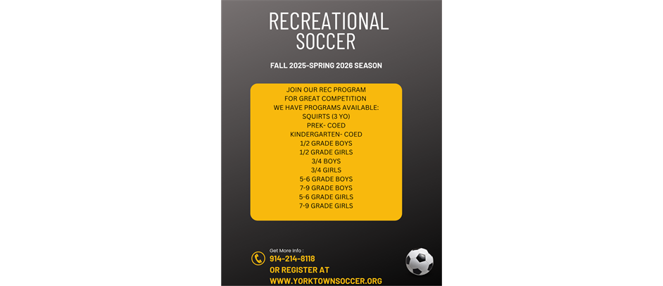 Welcome To The YYSC Recreation Soccer Program